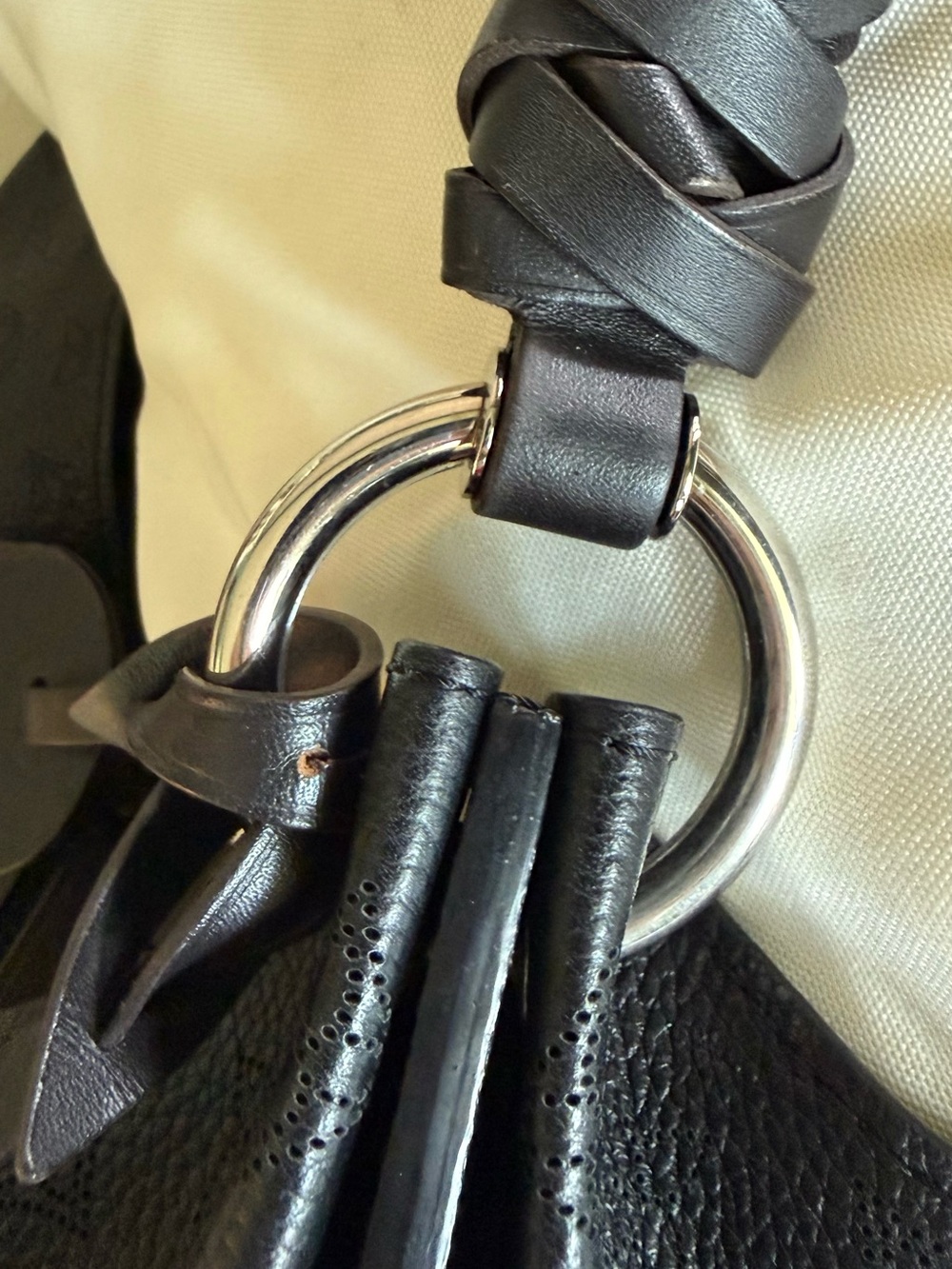 Louis Vuitton Black Monogram-Embossed Hobo with LV Leather Tag - Picture 15 of 16